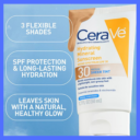 CeraVe SPF 30 tinted sunscreen benefits hydration glow sensitive skin protection