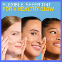CeraVe sheer tint sunscreen SPF 30 on different skin tones showing natural glow finish