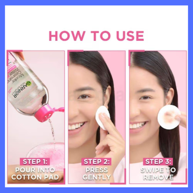 How to use garnier micellar water step by step cotton pad makeup removal